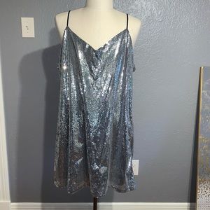 Sequin V-neck spaghetti strap dress